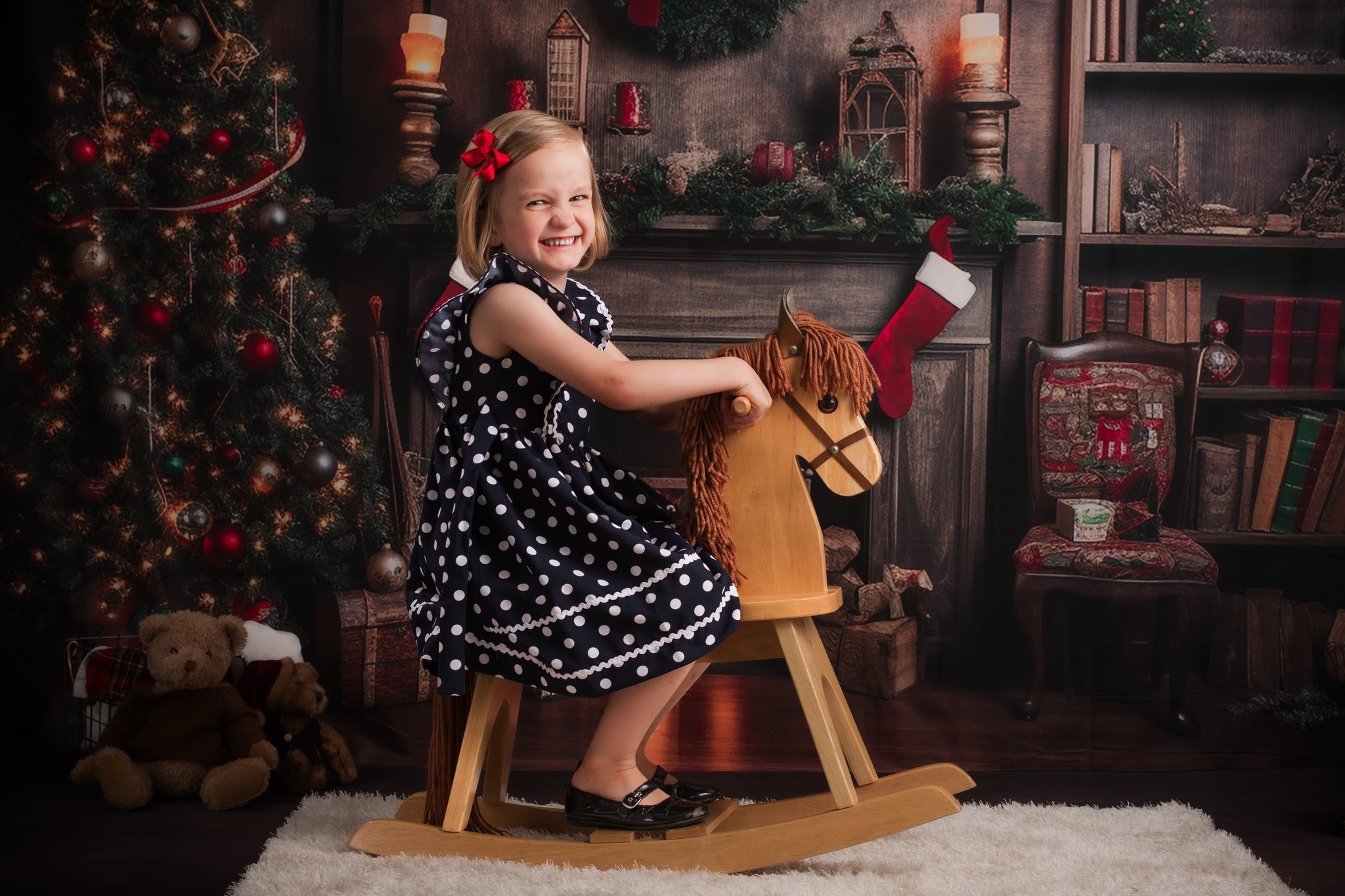 Kate Christmas Tree Fireplace Winter Backdrop for Photography