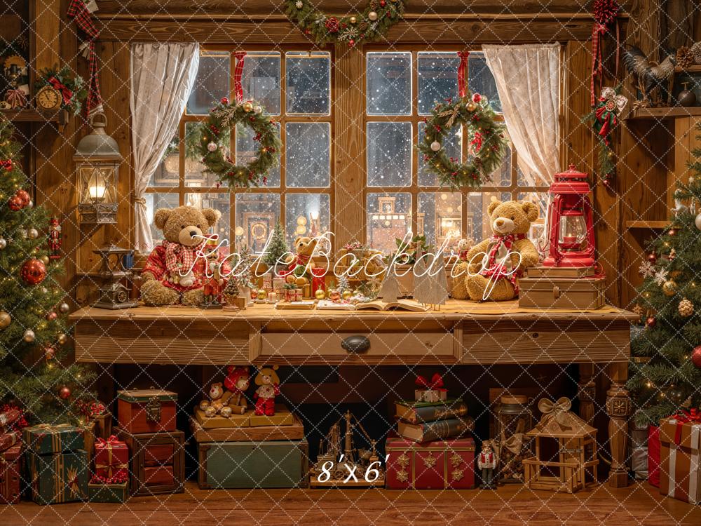 Kate Christmas Teddy Bears Window Room Backdrop Designed by Emetselch -UK