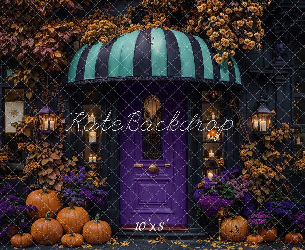Kate Halloween Pumpkins Purple Door Fleece Backdrop Designed by Emetselch -UK