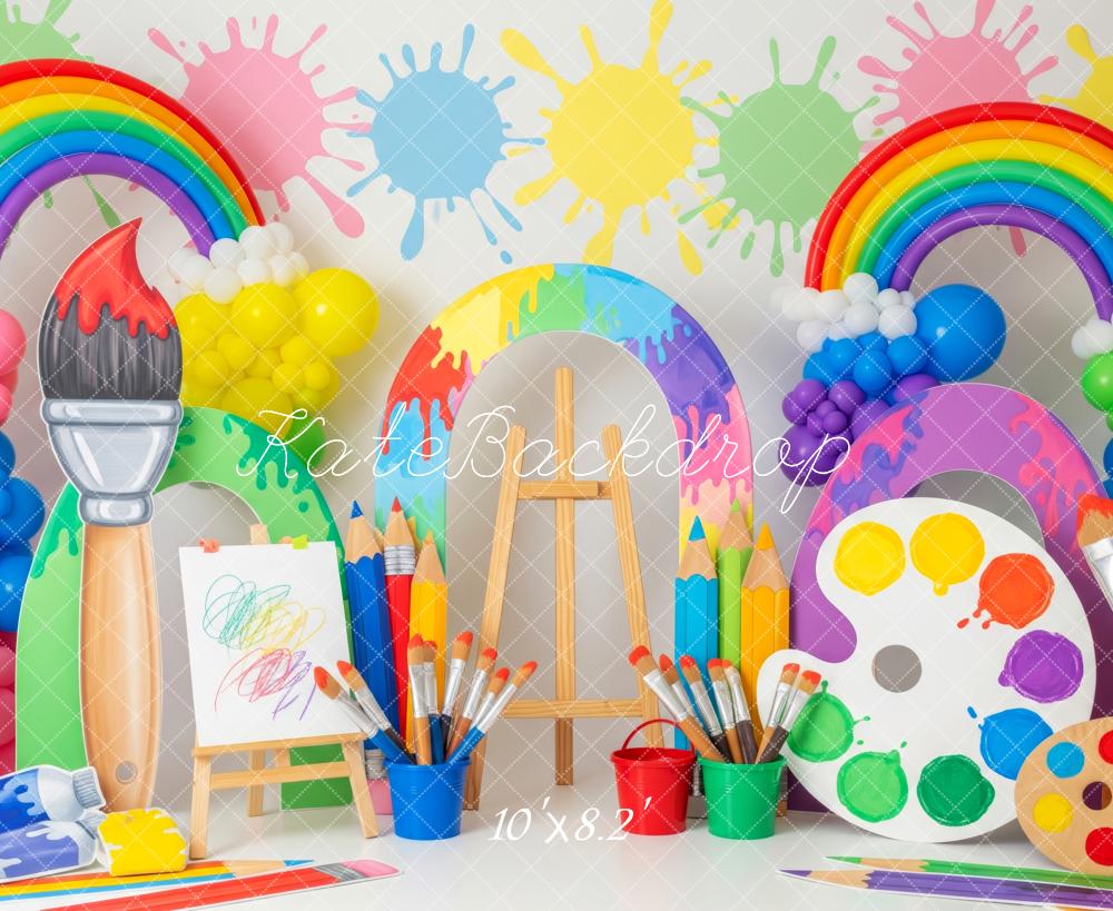 Kate Art Rainbow Paintbrush Palette Colourful Backdrop Designed by Patty Robert