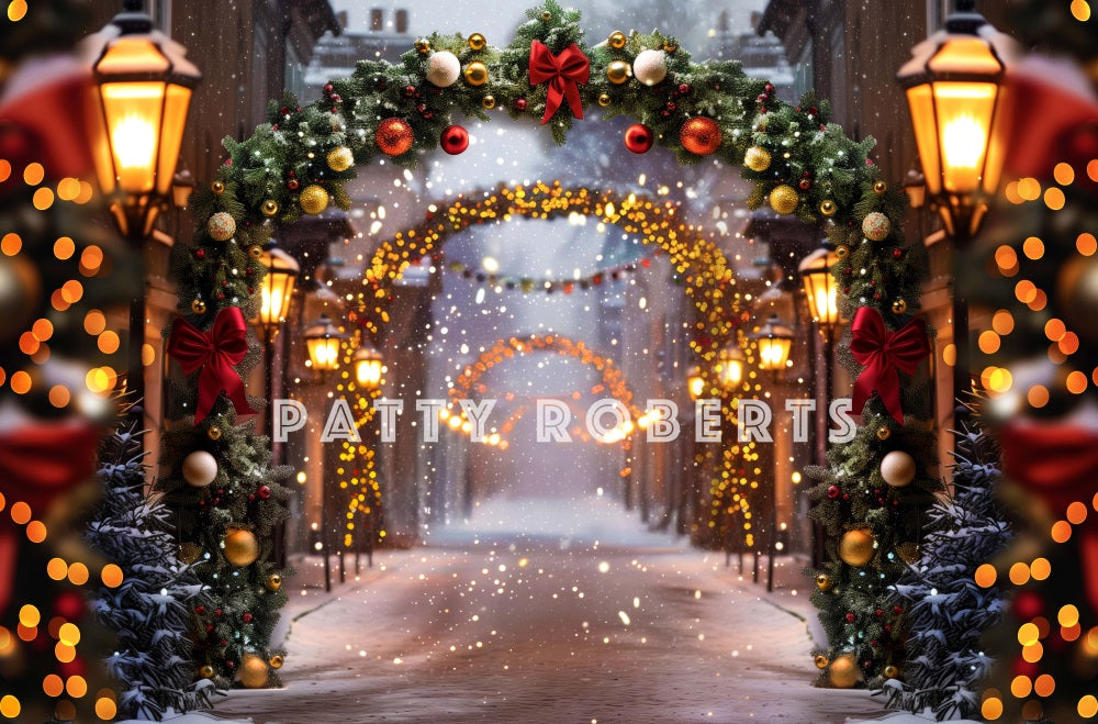 Kate Christmas Night Arch Street Store Backdrop Designed by Patty Robert -UK