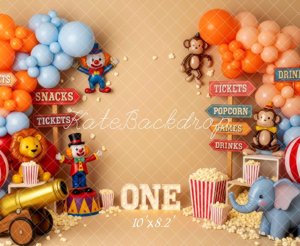 Kate 1st Birthday Circus Clown Balloons Backdrop Designed by Patty Robert
