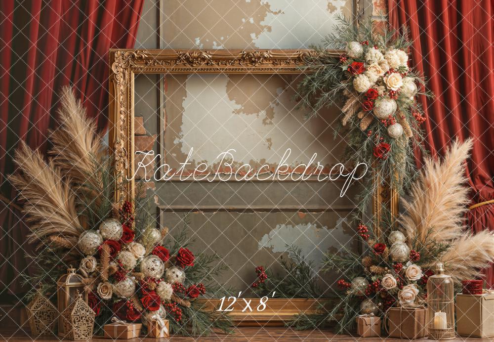 Kate Vintage Wall Gold Frame Fleece Backdrop Designed by Emetselch -UK