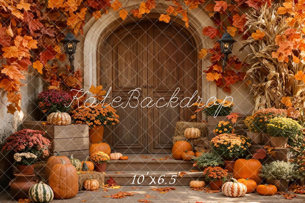 Kate Autumn Pumpkins Steps Fleece Backdrop Designed by Emetselch