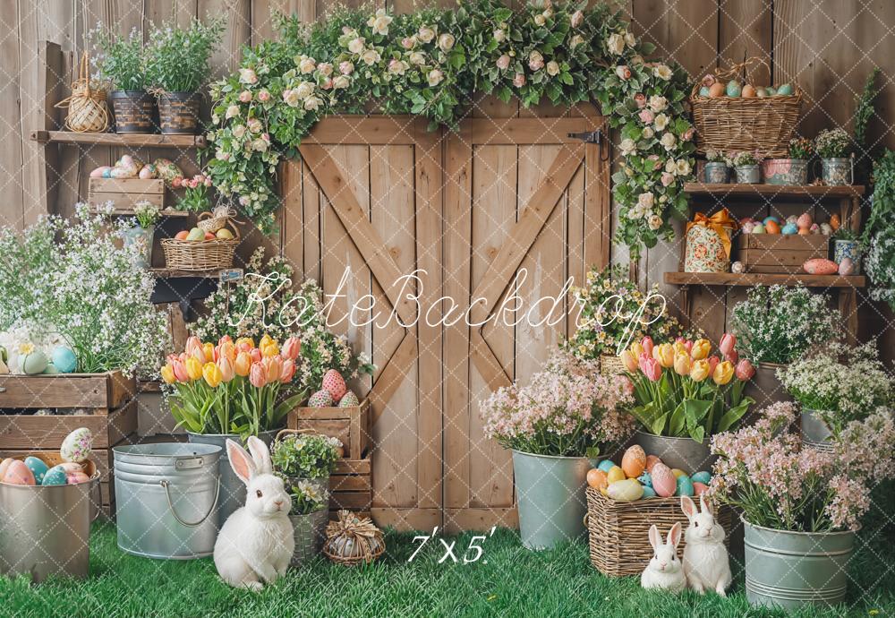 Kate Easter Bunny Eggs Garland Barn Door Backdrop Designed by Emetselch -UK