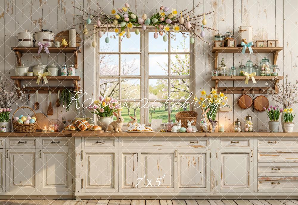 Kate Easter Bunny Kitchen Pastel Eggs Backdrop Designed by Emetselch