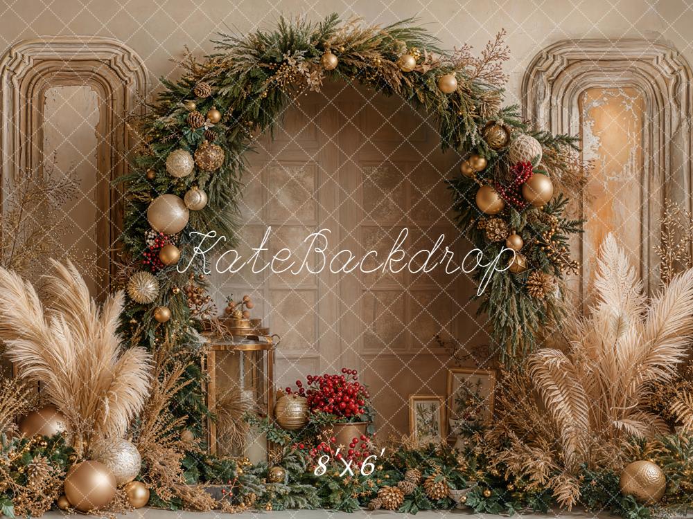 Kate Christmas Floralr Arch Pampas Grass Backdrop Designed by Emetselch -UK