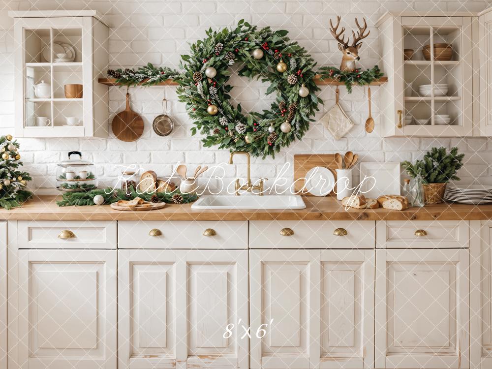 Kate Christmas Kitchen Wreath Garland Backdrop Designed by Emetselch