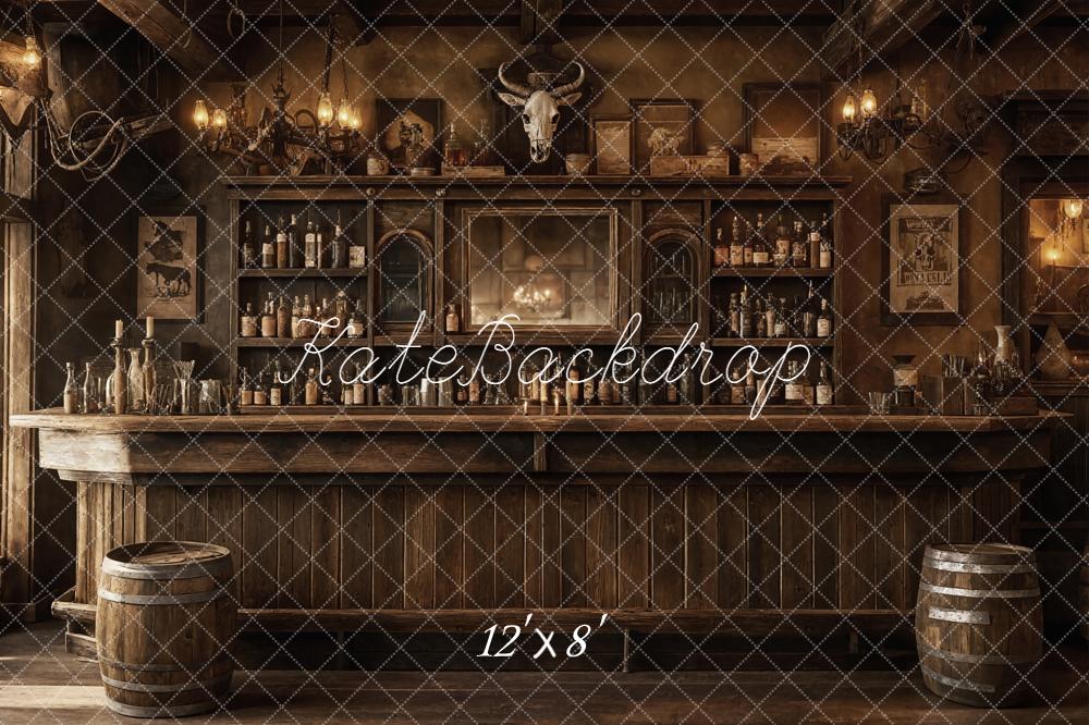 Kate Western Saloon Bar Interior Fleece Backdrop Designed by Emetselch