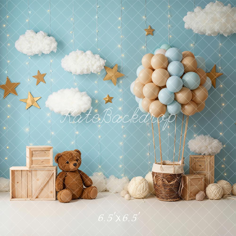 Kate Cake Smash Hot Air Balloon Teddy Cloud Backdrop Designed by Emetselch