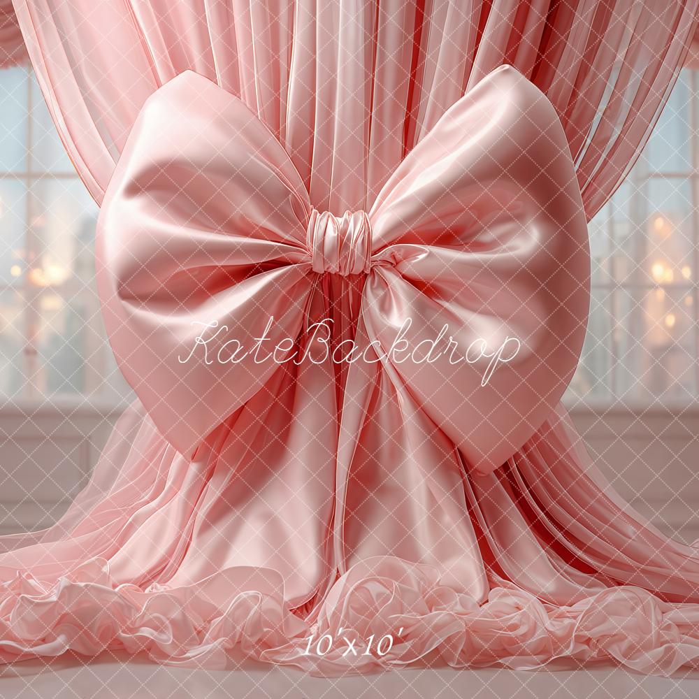 Kate Pink Bow Drapes Floral Backdrop Designed by Emetselch -UK
