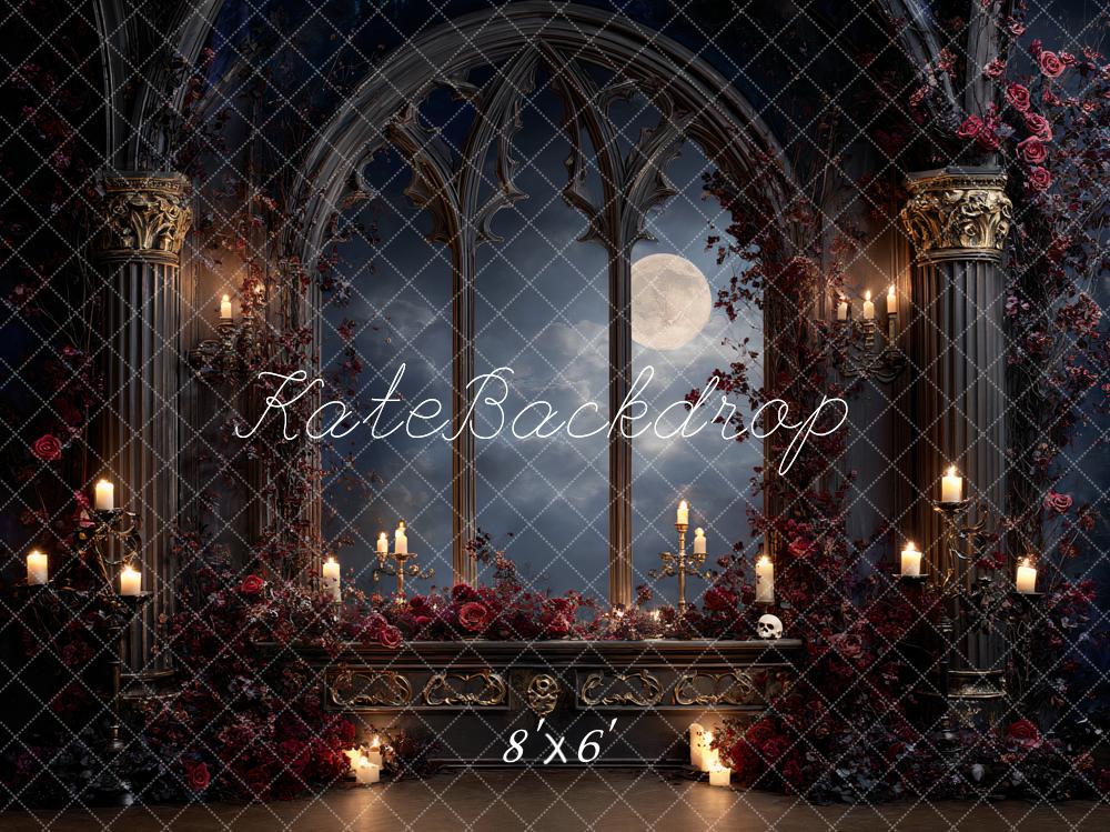 Kate Gothic Castle Window Candles Roses Backdrop Designed by Ashley Paul