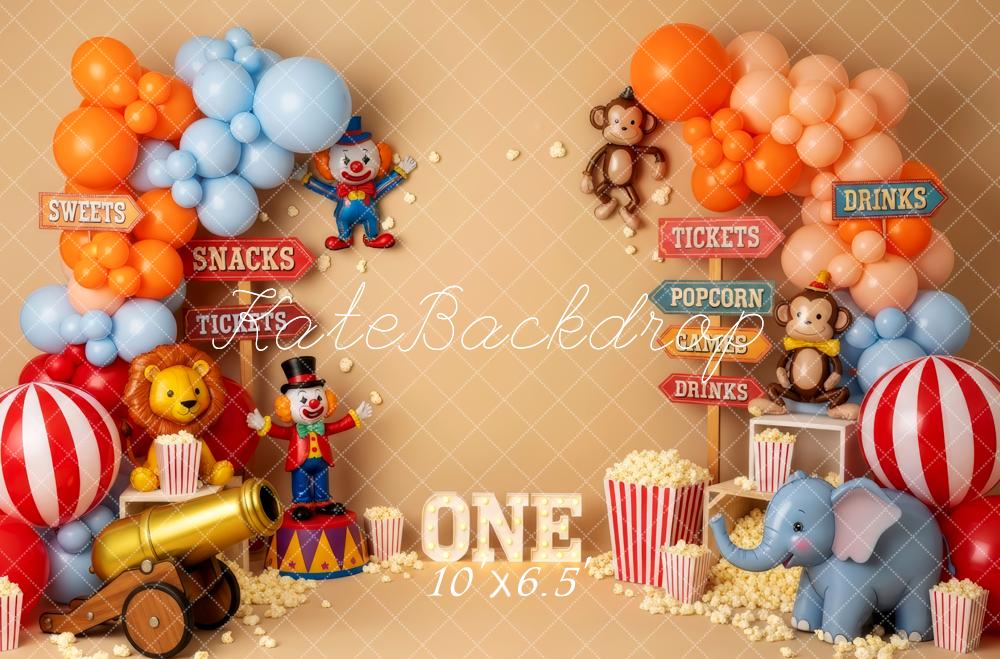 Kate 1st Birthday Circus Clown Balloons Backdrop Designed by Patty Robert
