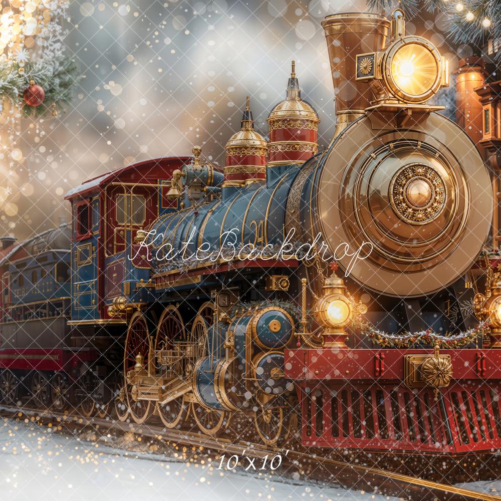 Kate Polar Train Nutcracker Clock Christmas Backdrop Designed by Emetselch -UK