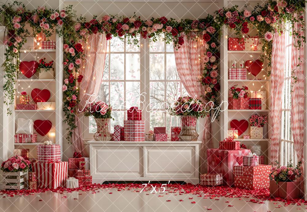 Kate Valentines Heart Shelves Gift Rose Backdrop Designed by Emetselch