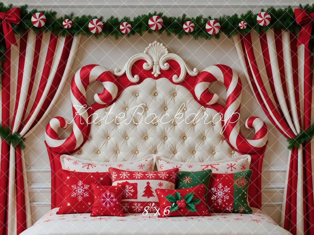 Kate Christmas Headboard Candy Cane Curtain Backdrop Designed by Mini MakeBelieve -UK