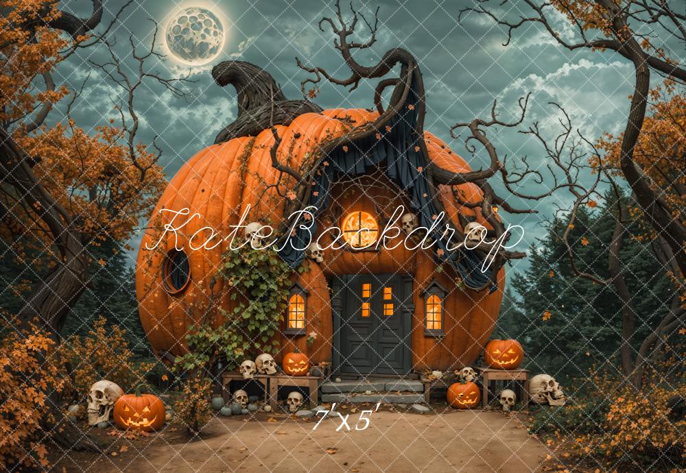 Kate Halloween Night Magical Pumpkin House Backdrop Designed by Emetselch -UK
