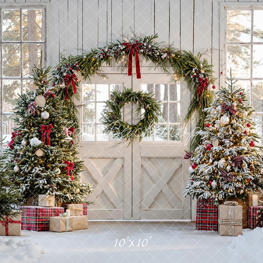 Kate Christmas Trees Arch Presents Rustic Backdrop Designed by Emetselch