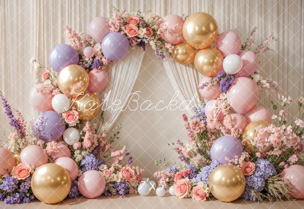 Kate Cake Smash Floral Balloon Arch Backdrop Designed by Emetselch