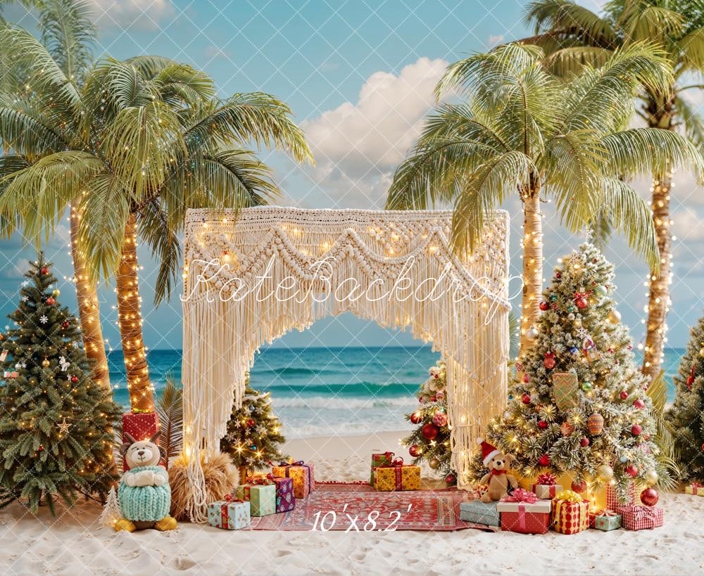 Kate Christmas Palm Trees Gift Boxes Backdrop Designed by Emetselch -UK