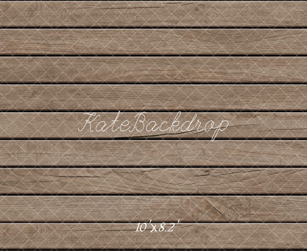 Kate Wood Plank Brown Floor Fleece Backdrop Designed by Emetselch -UK