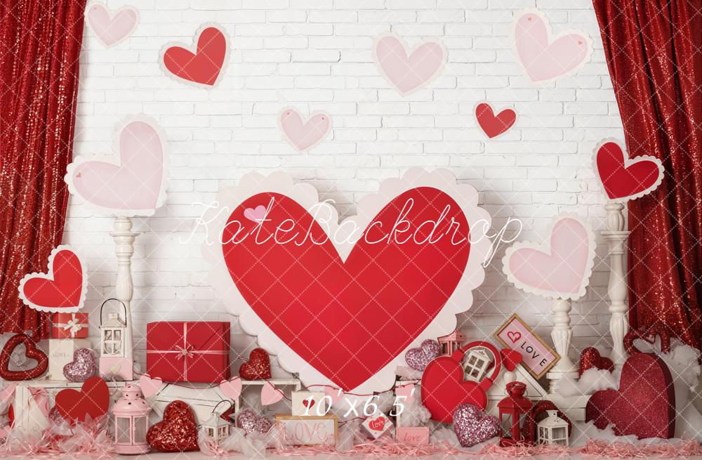 Kate Valentine Hearts Gifts Lanterns Red Backdrop Designed by Emetselch -UK