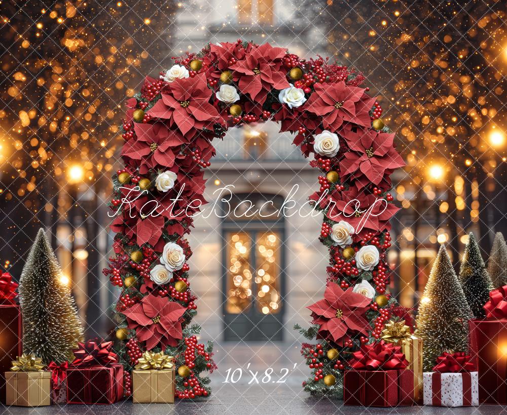 Kate Christmas Floral Arch Presents Bokeh Backdrop Designed by Mini MakeBelieve -UK