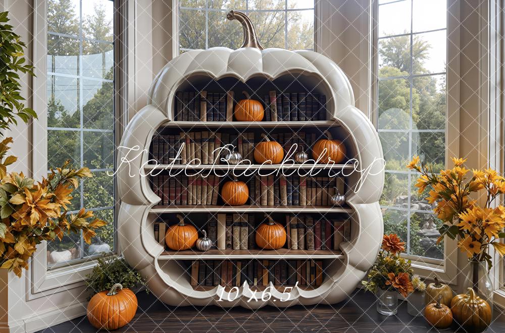 Kate Autumn Pumpkin Bookshelf Pumpkins Backdrop Designed by Mini MakeBelieve