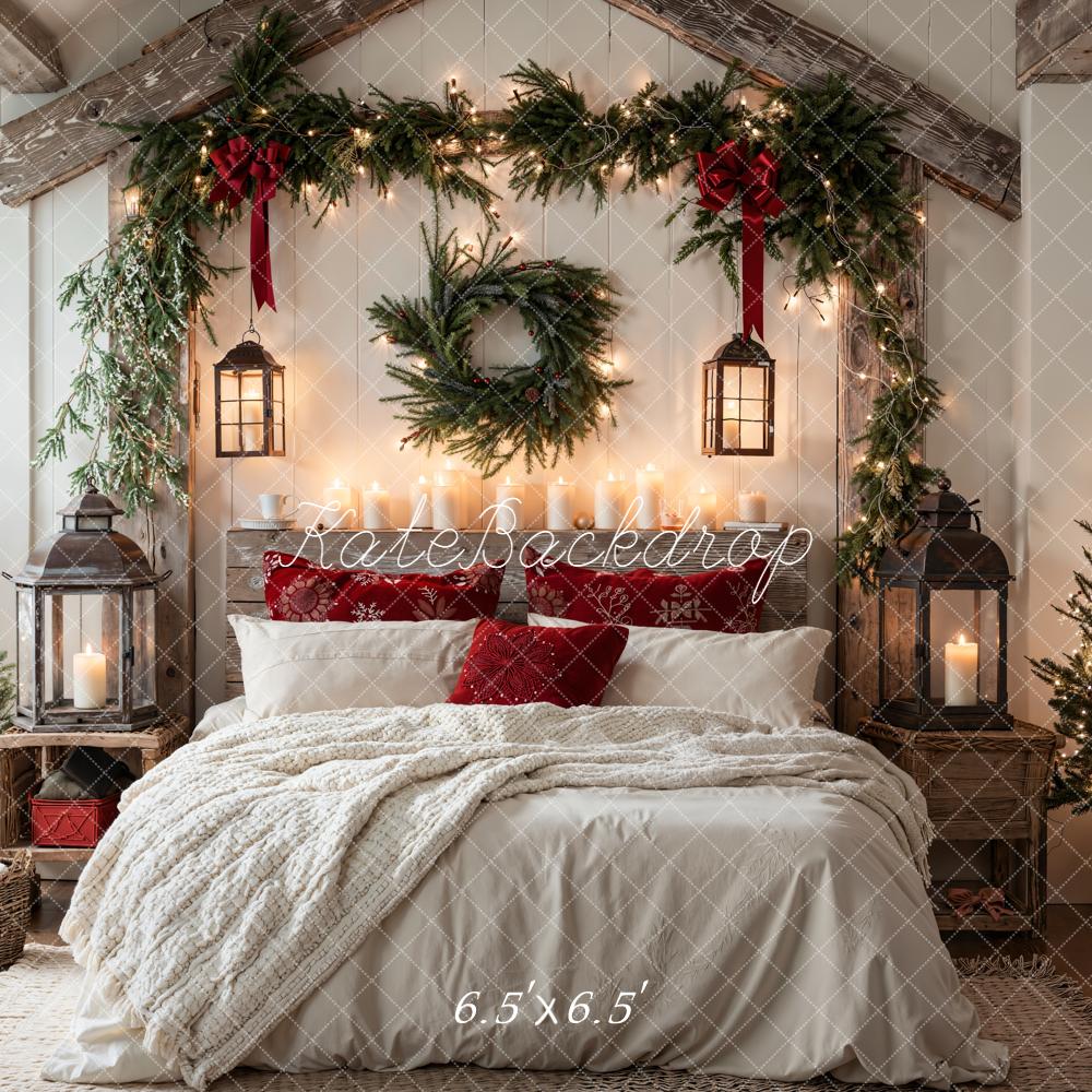 Kate Christmas Bedroom Garland Wreath Lanterns Backdrop Designed by Emetselch -UK