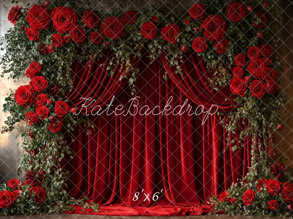 Kate Red Roses Curtain Backdrop Designed by Emetselch