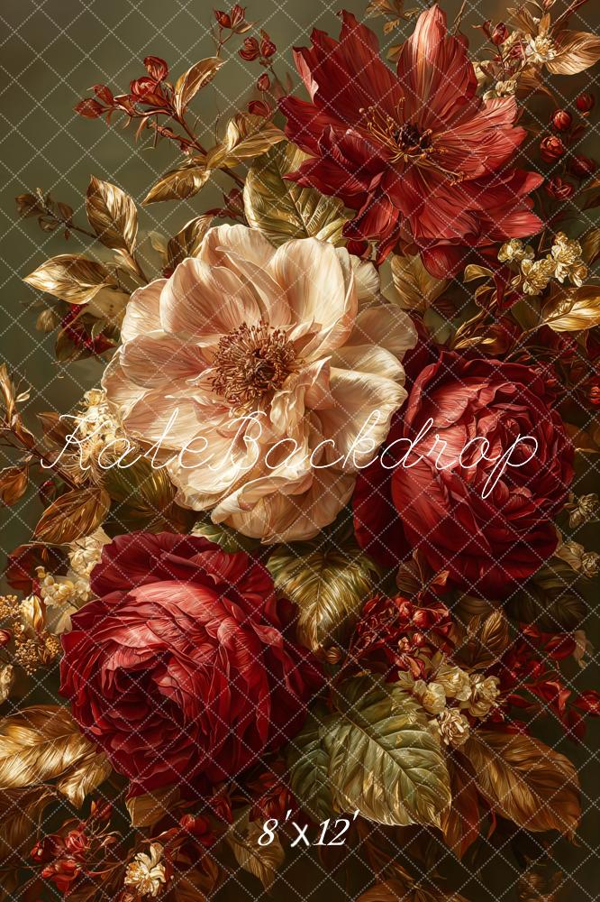 Kate Fine Art Red Cream Flowers Backdrop Designed by Emetselch