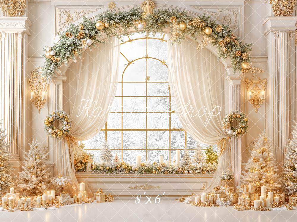 On Sale Kate Christmas Gold Garland Arch Elegant Trees Backdrop Designed by Emetselch