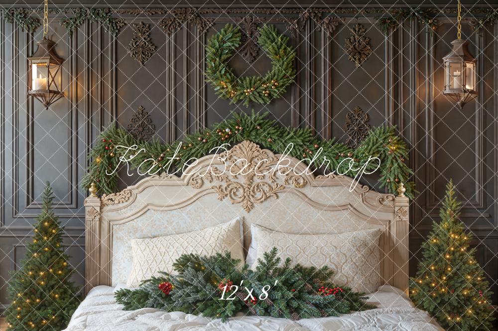 Kate Christmas Bed Wreath Fleece Backdrop Designed by Emetselch -UK