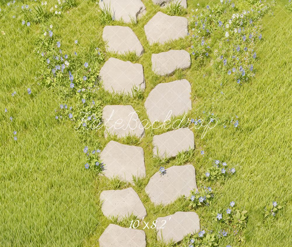 Kate Stone Path Green Grass Floor Fleece Backdrop Designed by Kate image