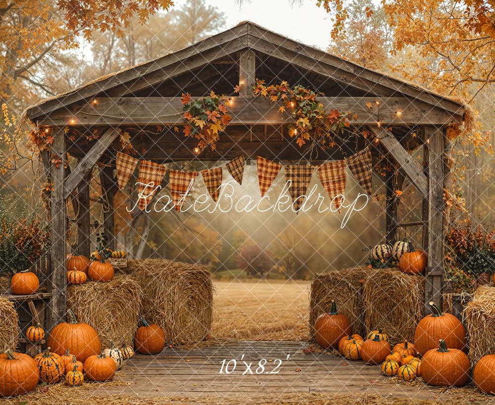 Kate Autumn Pumpkin Hay Bale Farm Backdrop Designed by Emetselch -UK