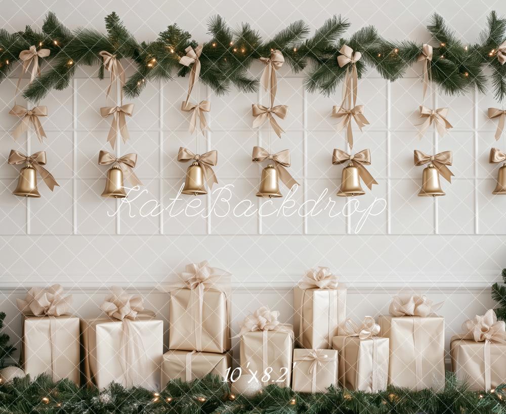 Kate Christmas Gold Bells Garland Gift Backdrop Designed by Patty Robert