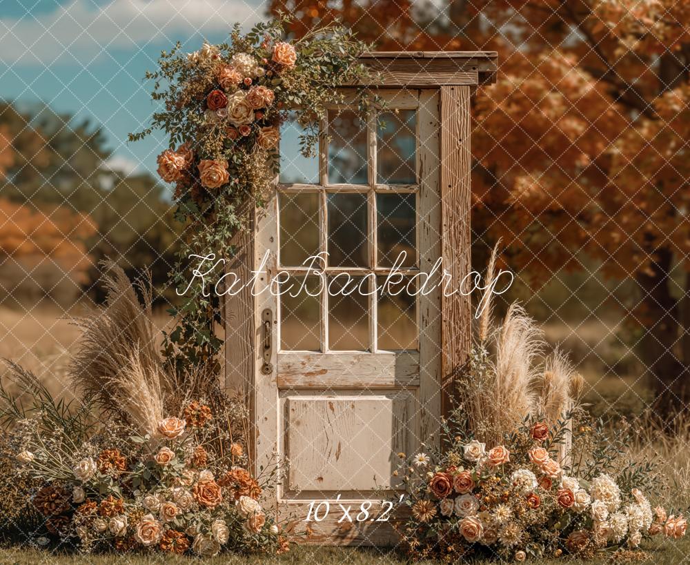 Kate Autumn Door Pampas Fleece Backdrop Designed by Emetselch -UK