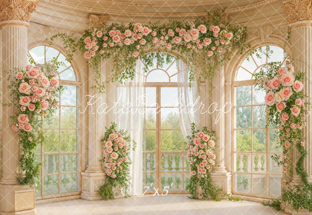 Kate Garland Pink Roses Window Columns Backdrop Designed by Emetselch -UK