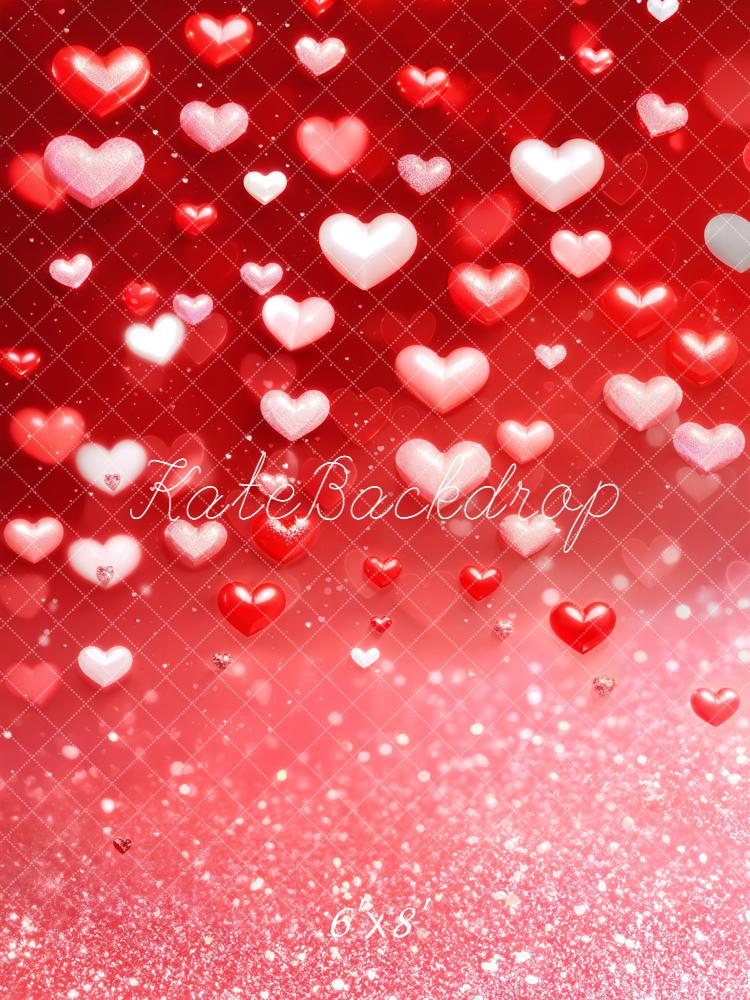 Kate Valentine Red Hearts Sparkle Gradient Backdrop Designed by Emetselch