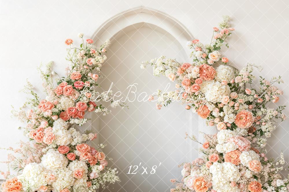 Kate Floral Arch White Blooms Arch Wall Backdrop Designed by Emetselch
