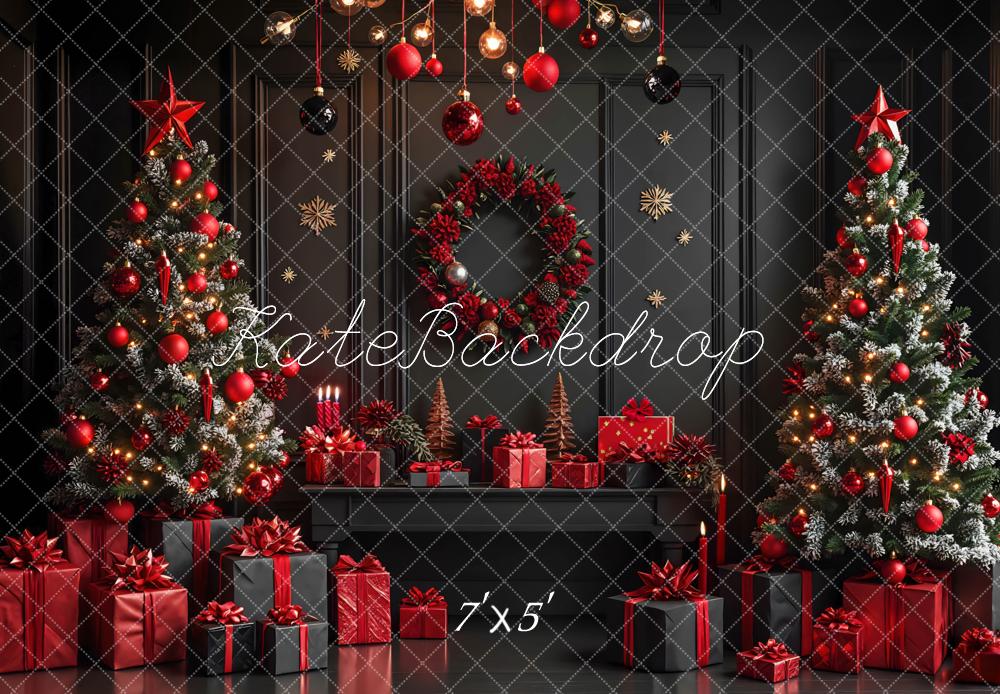 Kate Christmas Trees Wreath Presents Backdrop Designed by Mini MakeBelieve -UK