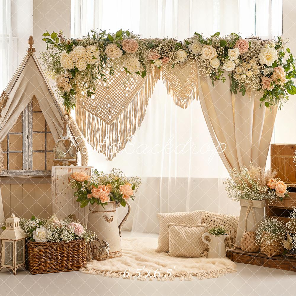 Kate Boho Floral Arch Tent Baskets Backdrop Designed by Emetselch