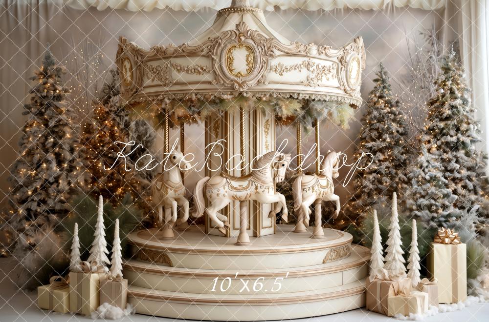Kate Carousel Christmas Trees Presents Backdrop Designed by Patty Robert -UK