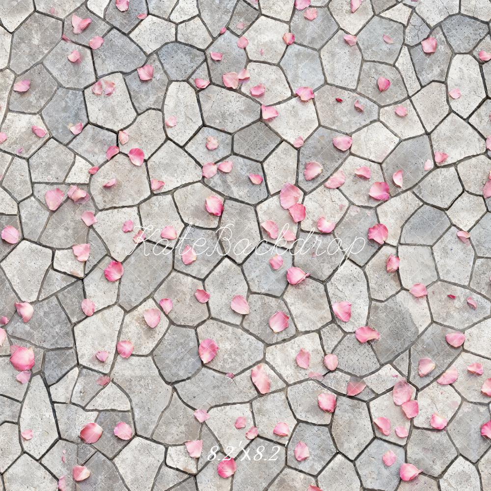 Kate Cobblestone Floor Pink Petals Backdrop Designed by Emetselch