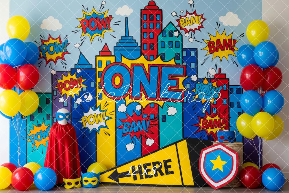 Kate Children Superhero Comic City Pow Backdrop Designed by Patty Robert