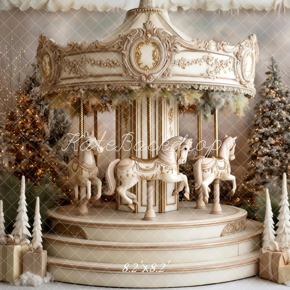 Kate Carousel Christmas Trees Presents Backdrop Designed by Patty Robert -UK