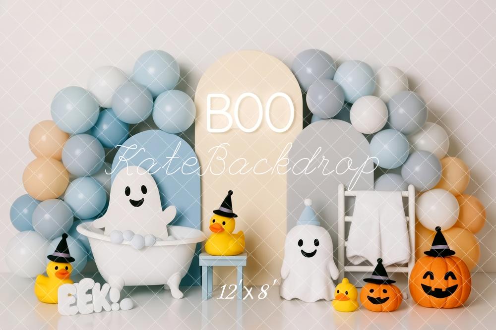 Kate Halloween Ghosts Bathtub Balloons Pumpkins Backdrop Designed by Patty Robert -UK
