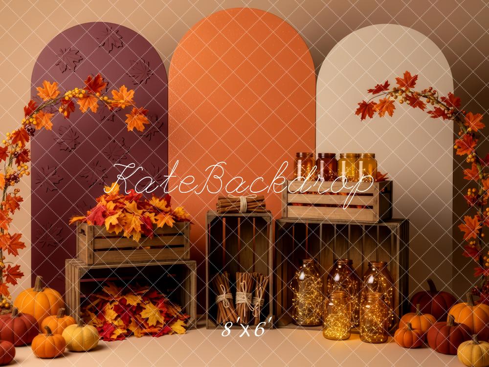 Kate Autumn Pumpkins Leaves Crates Backdrop Designed by Patty Robert