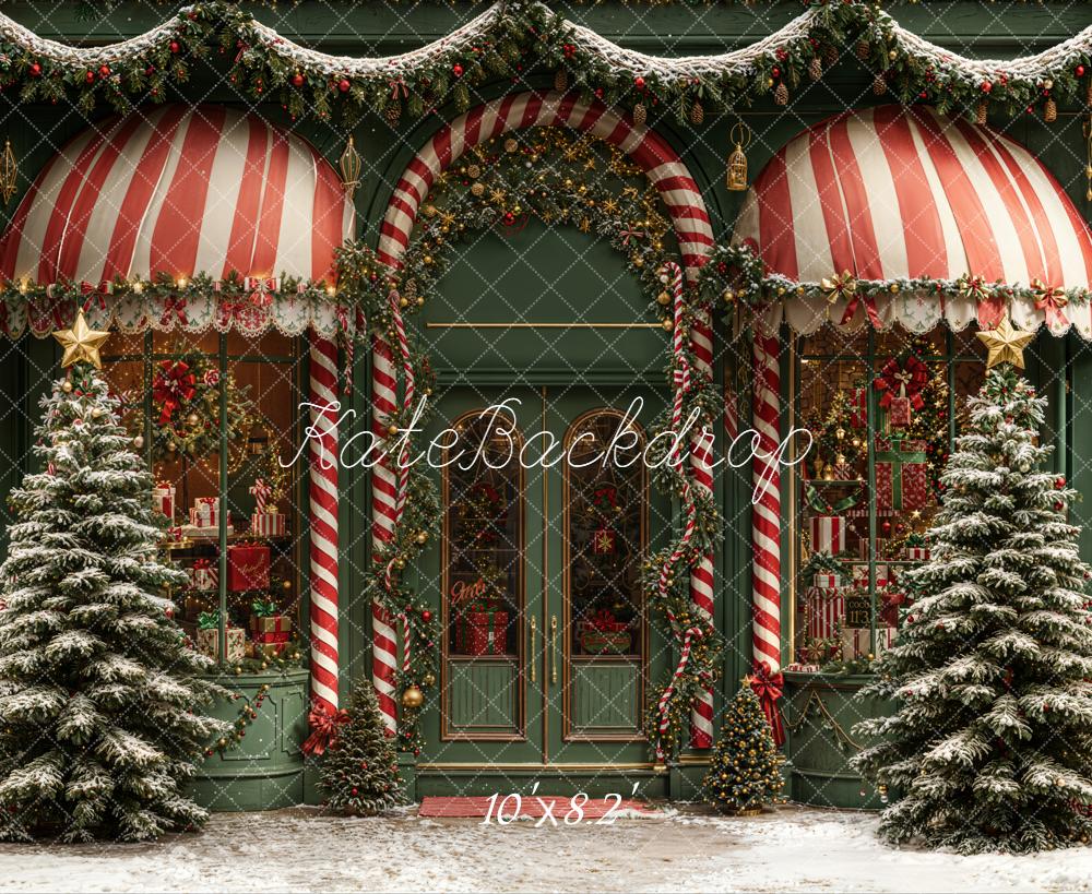Kate Christmas Shop Window Candy Cane Backdrop Designed by Emetselch -UK