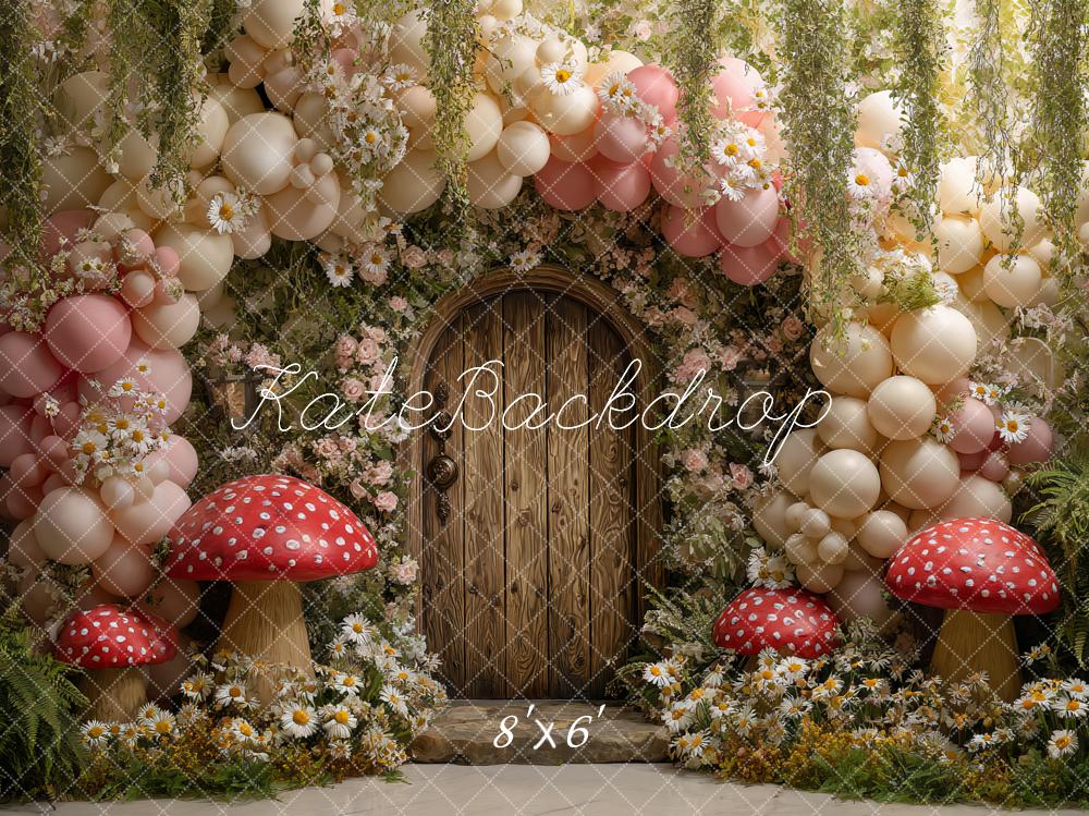 Kate Fairy Fantasy Balloon Arch Mushrooms Backdrop Designed by Ashley Paul